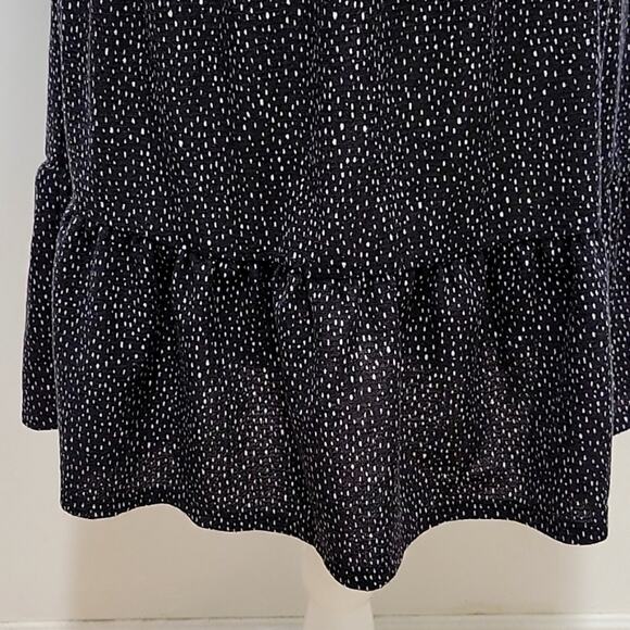 Express Off or on the Shoulder Dress Black w/White Spots Puff Short Sleeves Sz S - Picture 10 of 13